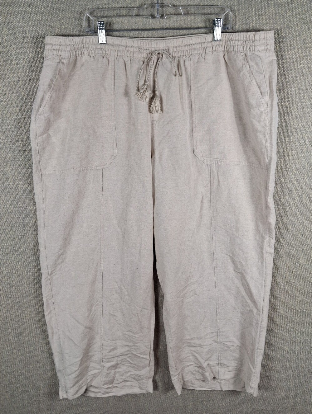 Lane Bryant Linen Blend Pants Size 22/24 Beige Casual Drawstring Summer Vacation